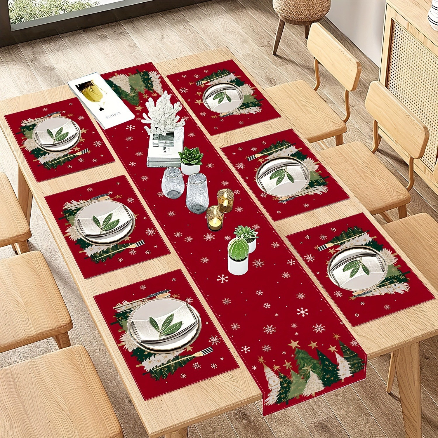 7-Piece Christmas Placemat and - Christmas Table Runner ulasan dan harga
