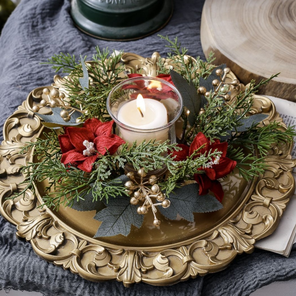 Christmas Candlestick Wreath R - Christmas Wreath Fake ulasan dan harga