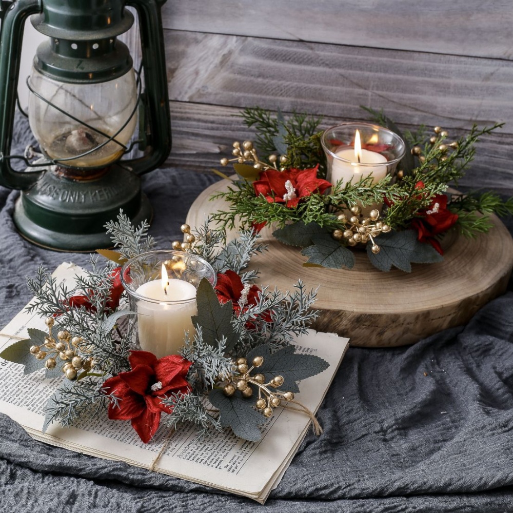 Christmas Candlestick Wreath R - Christmas Wreath Fake ulasan dan harga