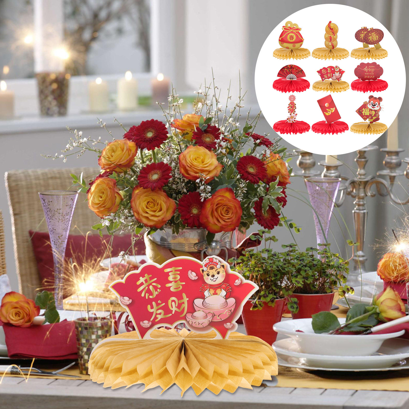 9Pcs Party Honeycomb Ornament  - Ornament Ball Set ulasan dan harga