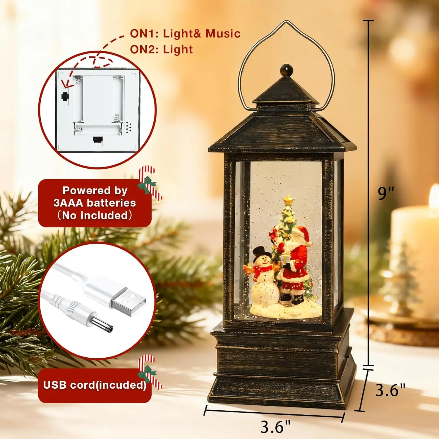 Christmas Snow Globe Lantern w - Snow Globe Musical ulasan dan harga