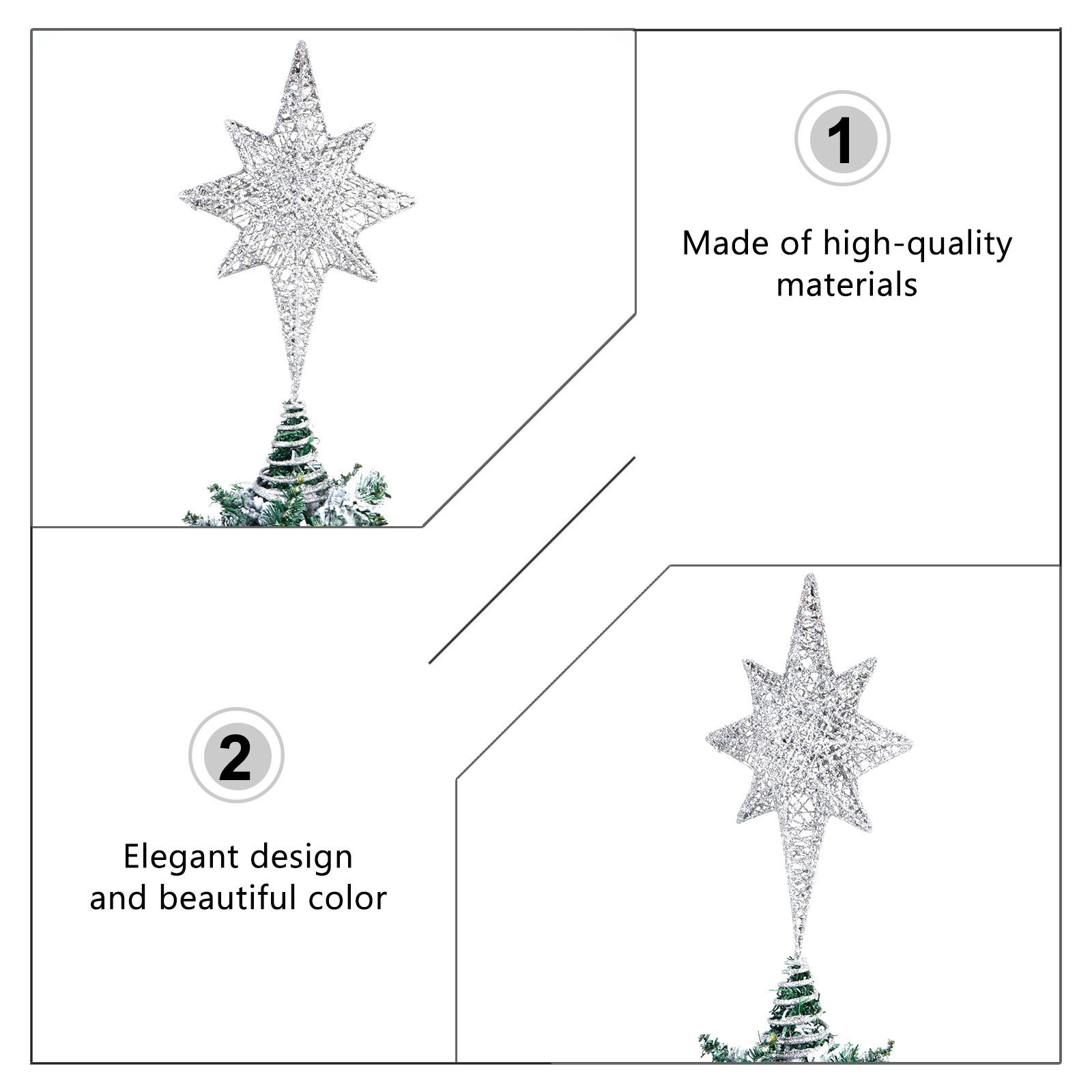 1Pcs Glittering Gold-Toned Eig - Star Tree Topper ulasan dan harga