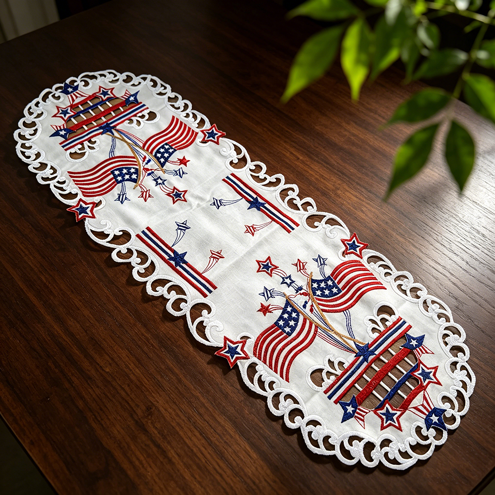 USA Independence Day Flag Embr - Christmas Table Runner ulasan dan harga