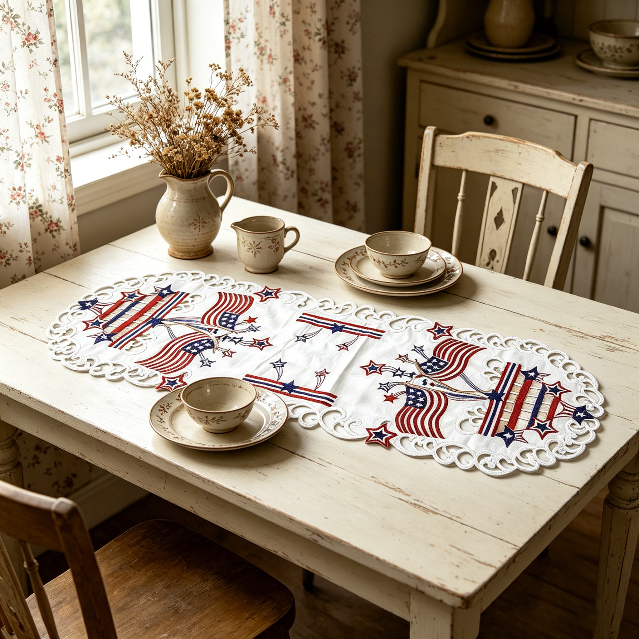 USA Independence Day Flag Embr - Christmas Table Runner ulasan dan harga