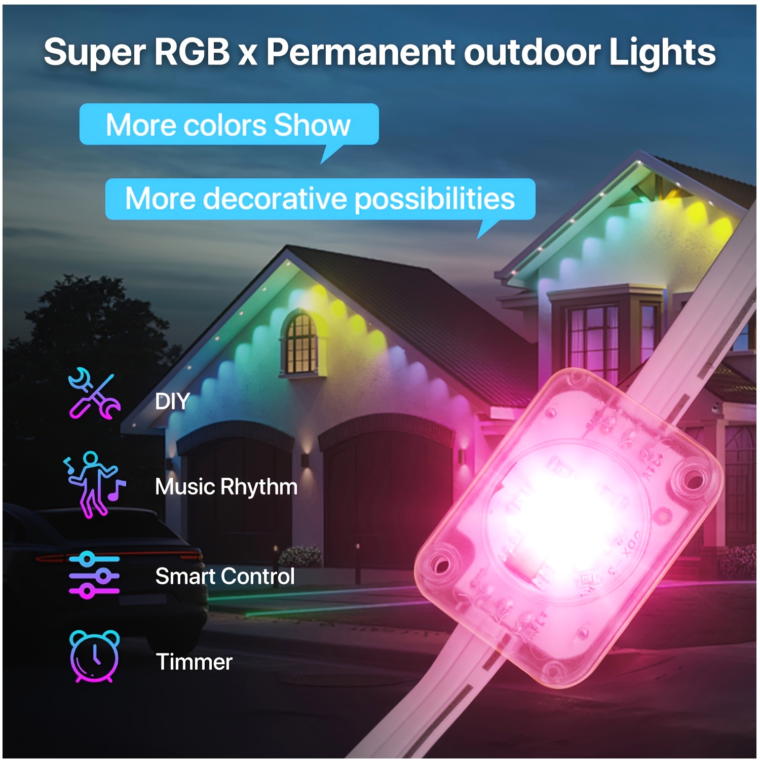 RGB+IC Smart Outdoor Eaves Lig - Christmas Lights Outdoor ulasan dan harga