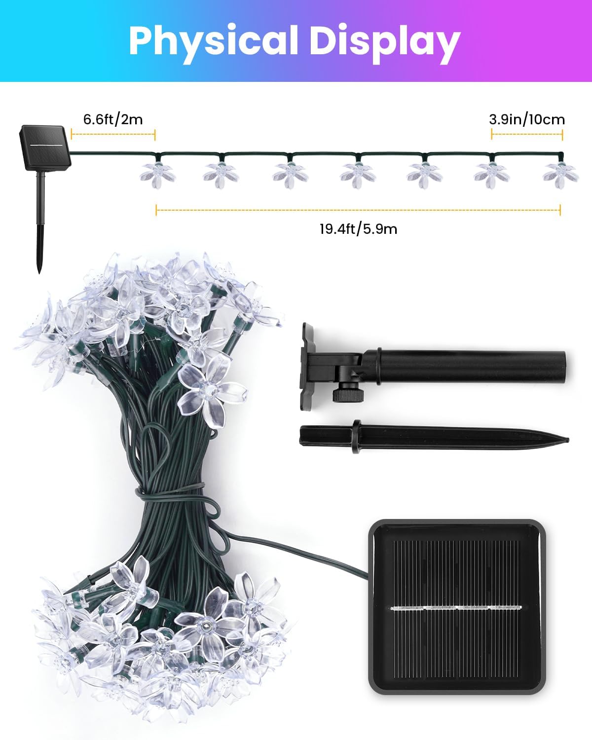 60 LED Flower Solar String Lig - Led Fairy String Lights ulasan dan harga